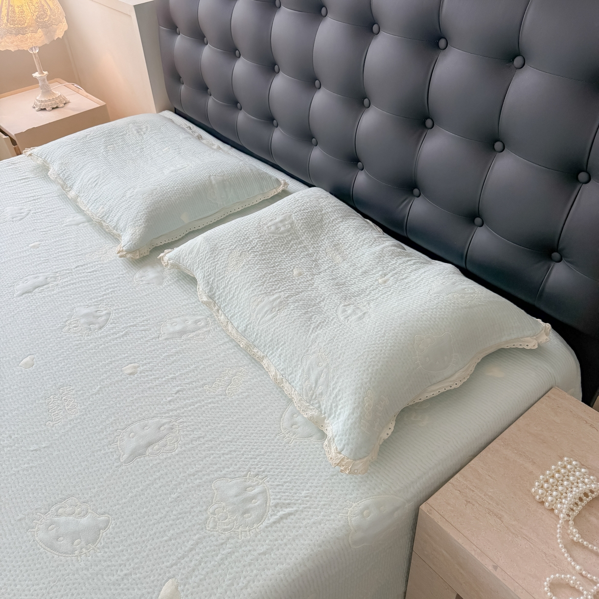 91家纺网 家纺一手货源 找家纺 盼季家纺 2026新款A类木棉皱皱纱床盖夏被四件套场景一-奶盖KT 奶盖KT-奶蓝