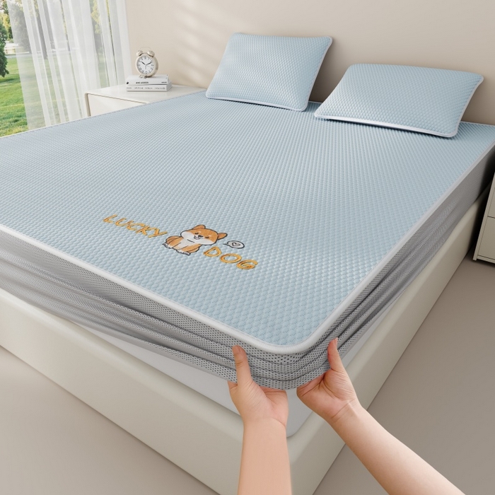 91家纺网 家纺一手货源 找家纺 （总）南北家居 2026新款PE冰豆豆席-床笠款-床席款凉席三件套