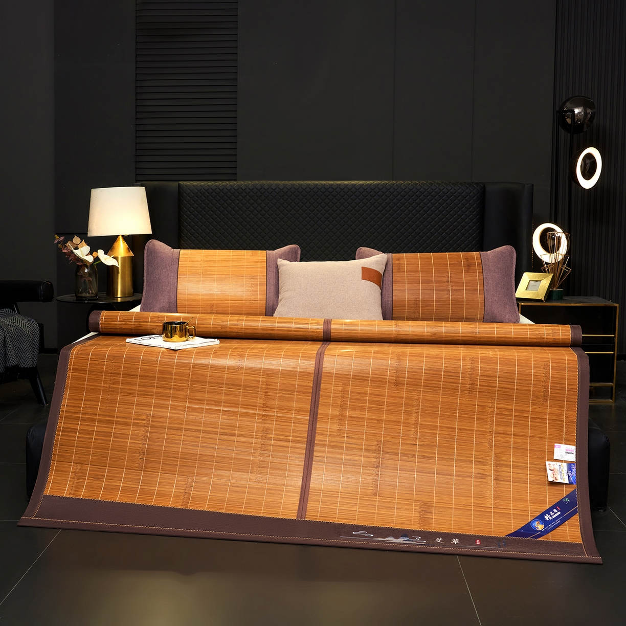 91家纺网 家纺一手货源 找家纺 思雅庭 2026新款艾草宽边绣花驱蚊席拍图二 富士山艾草