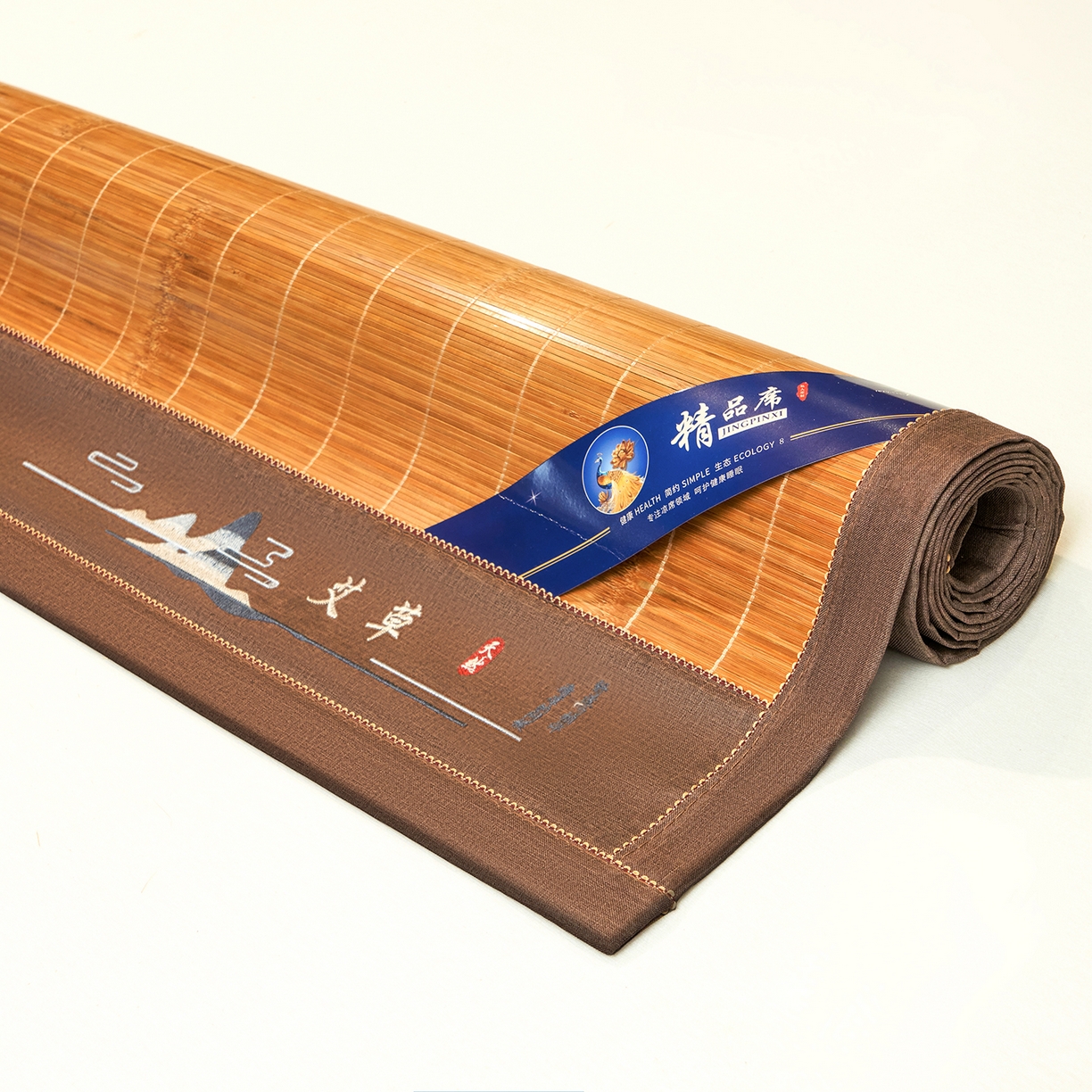 91家纺网 家纺一手货源 找家纺 思雅庭 2026新款艾草宽边绣花驱蚊席拍图二 富士山艾草