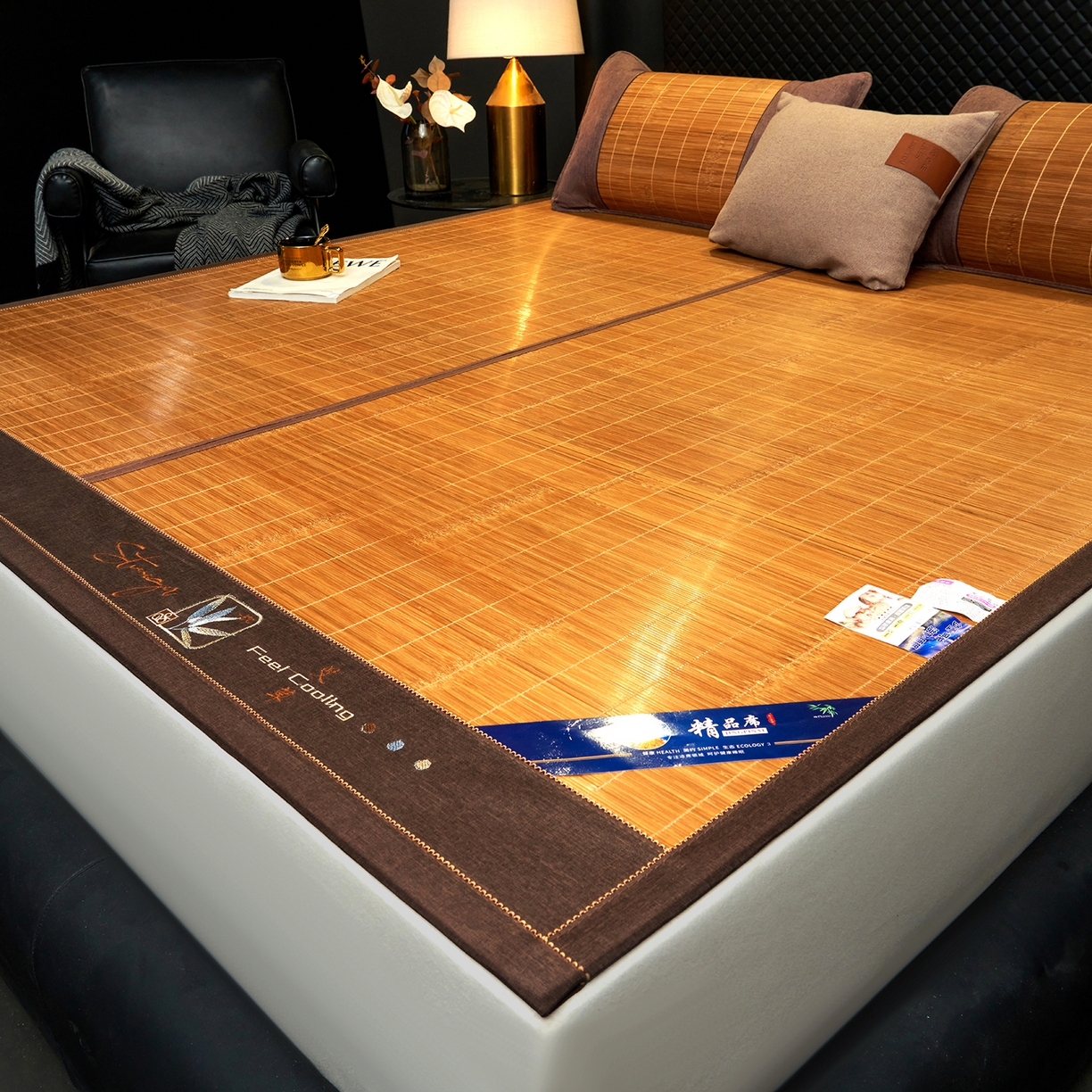 91家纺网 家纺一手货源 找家纺 思雅庭 2026新款艾草宽边绣花驱蚊席拍图二 艾草养生席