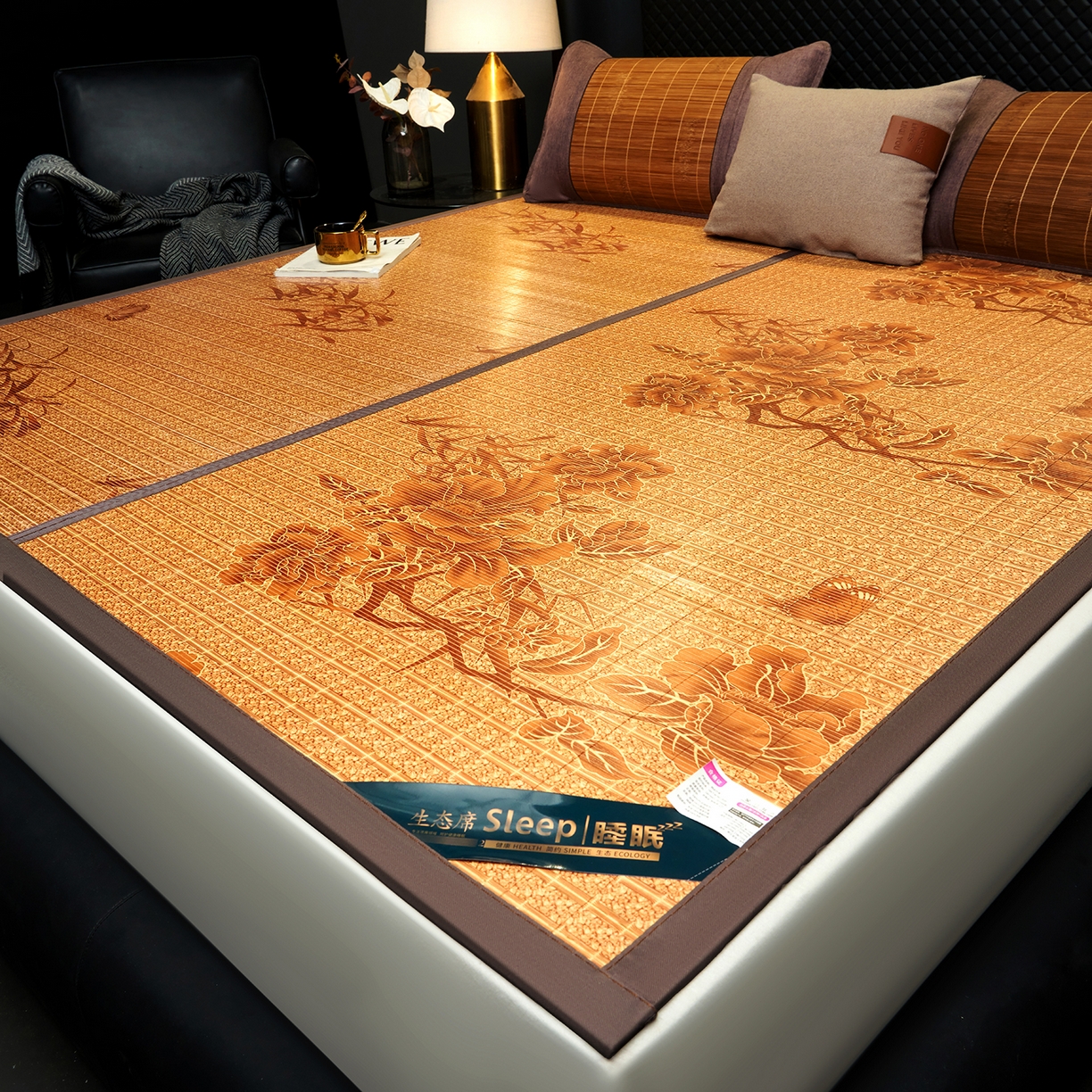 91家纺网 家纺一手货源 找家纺 思雅庭 2026新款艾草宽边绣花驱蚊席拍图二 蝴蝶