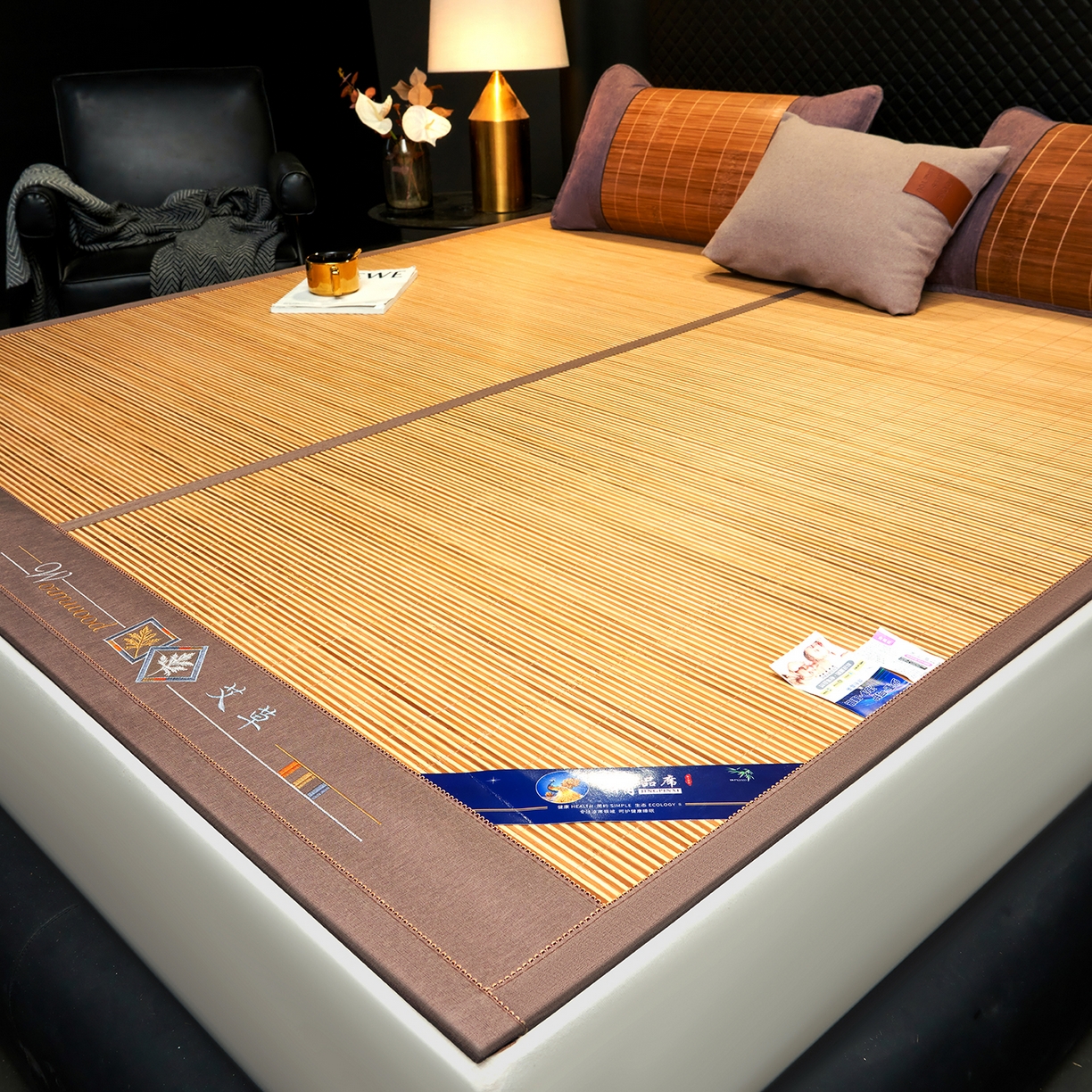 91家纺网 家纺一手货源 找家纺 思雅庭 2026新款艾草宽边绣花驱蚊席拍图二 清凉艾草