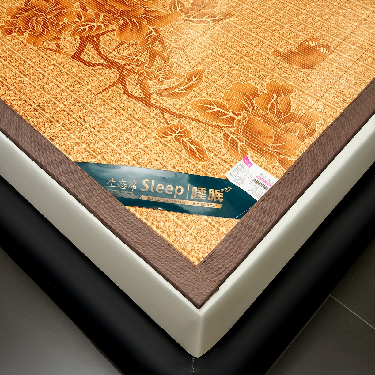 91家纺网 家纺一手货源 找家纺 思雅庭 2026新款艾草宽边绣花驱蚊席拍图二 蝴蝶