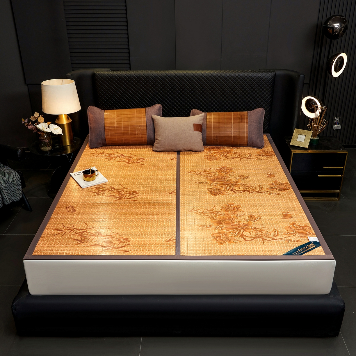 91家纺网 家纺一手货源 找家纺 思雅庭 2026新款艾草宽边绣花驱蚊席拍图二 蝴蝶