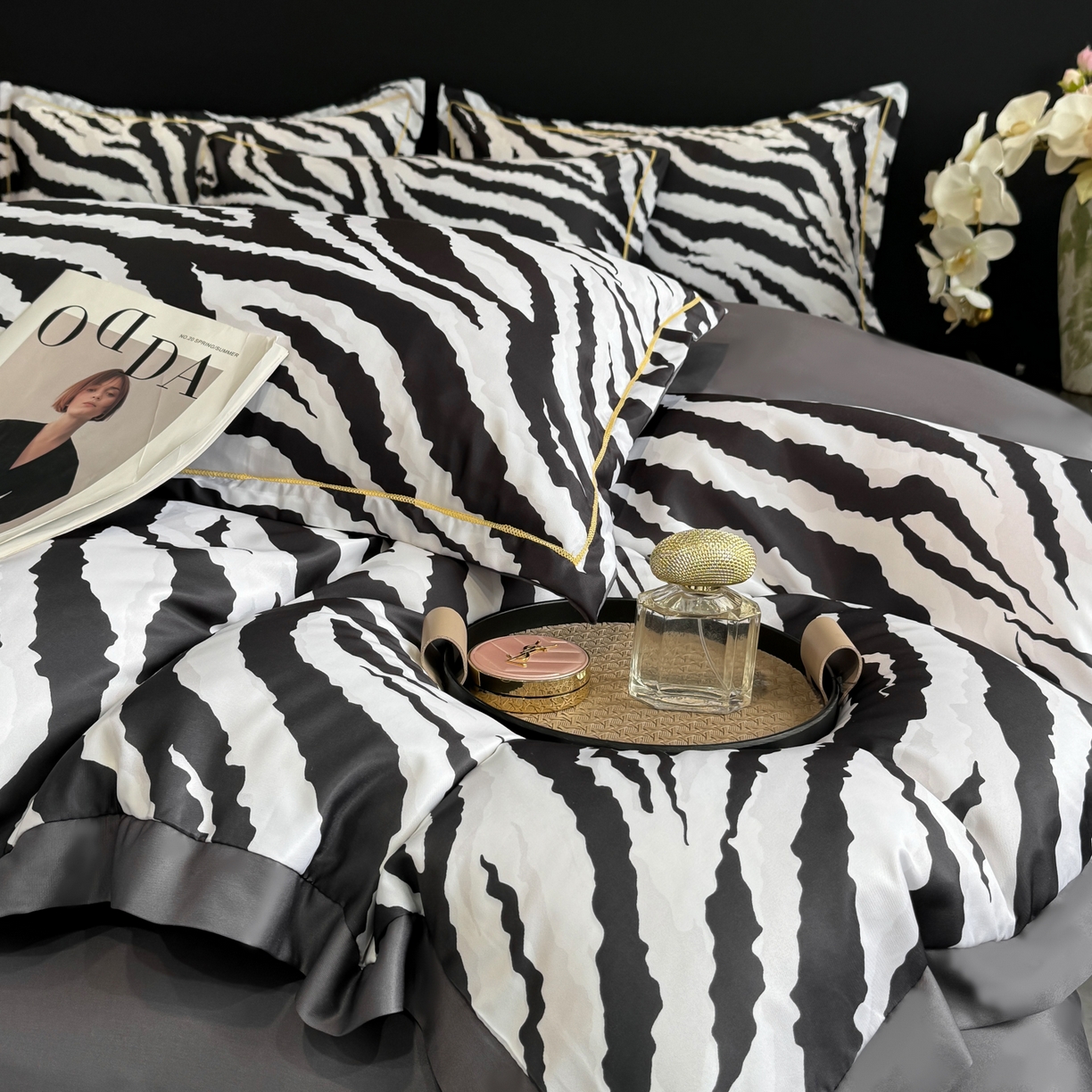 91家纺网 家纺一手货源 找家纺 花伞家居 2026新款花水洗真丝四件套含买家秀 纹理