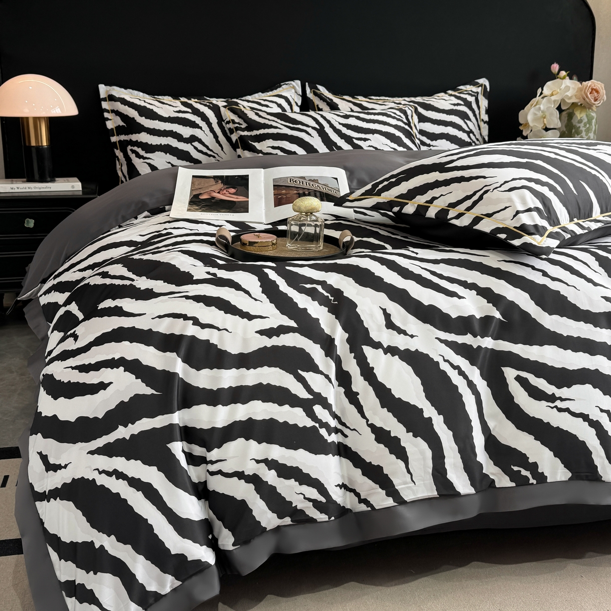 91家纺网 家纺一手货源 找家纺 花伞家居 2026新款花水洗真丝四件套含买家秀 纹理