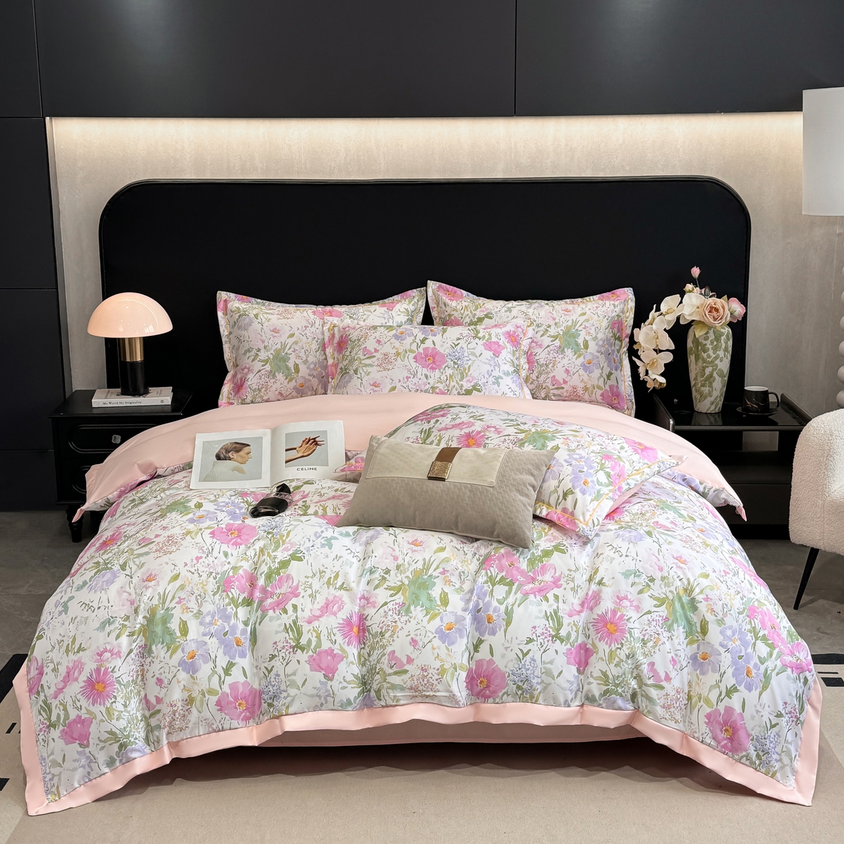 91家纺网 家纺一手货源 找家纺 花伞家居 2026新款花水洗真丝四件套含买家秀 花如锦