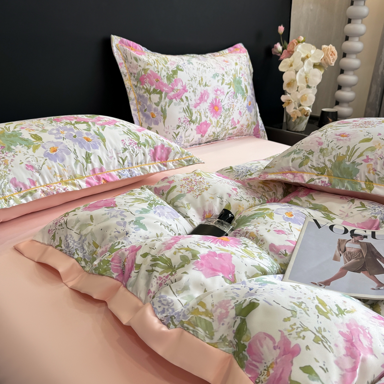 91家纺网 家纺一手货源 找家纺 花伞家居 2026新款花水洗真丝四件套含买家秀 花如锦