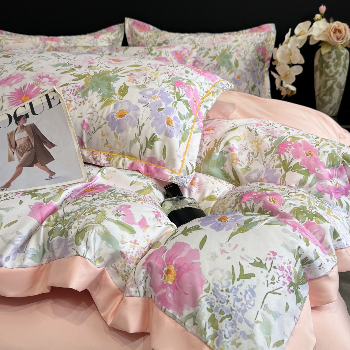 91家纺网 家纺一手货源 找家纺 花伞家居 2026新款花水洗真丝四件套含买家秀 花如锦