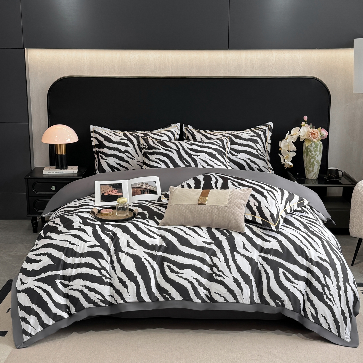 91家纺网 家纺一手货源 找家纺 花伞家居 2026新款花水洗真丝四件套含买家秀 纹理