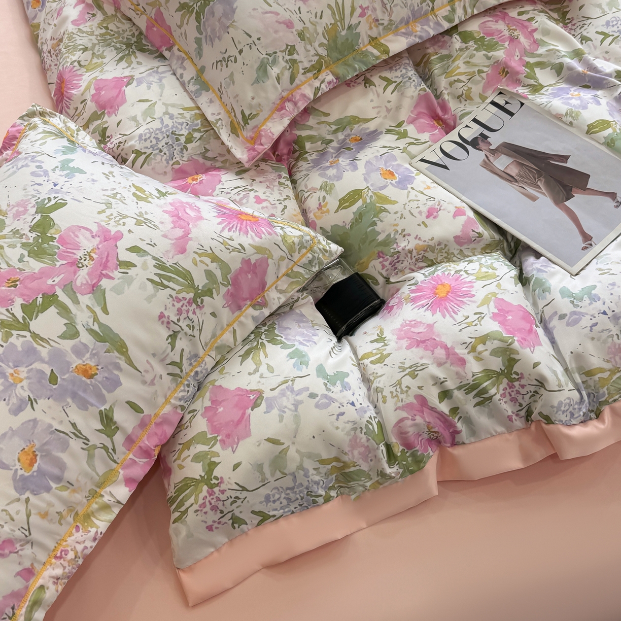 91家纺网 家纺一手货源 找家纺 花伞家居 2026新款花水洗真丝四件套含买家秀 花如锦