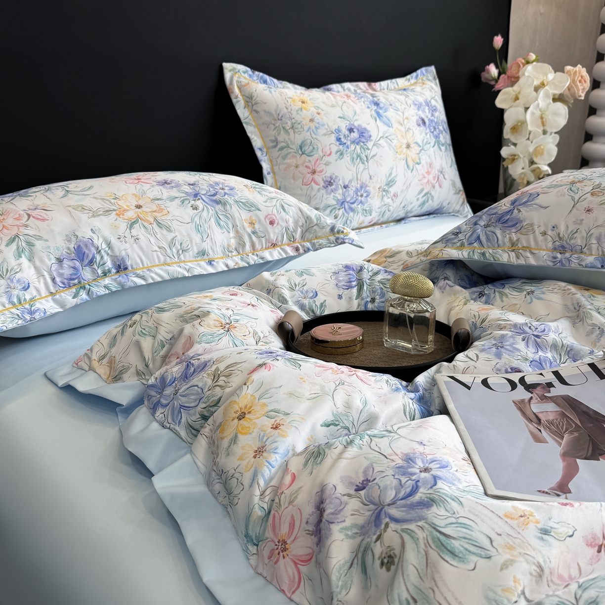 91家纺网 家纺一手货源 找家纺 花伞家居 2026新款花水洗真丝四件套含买家秀 迟日催化