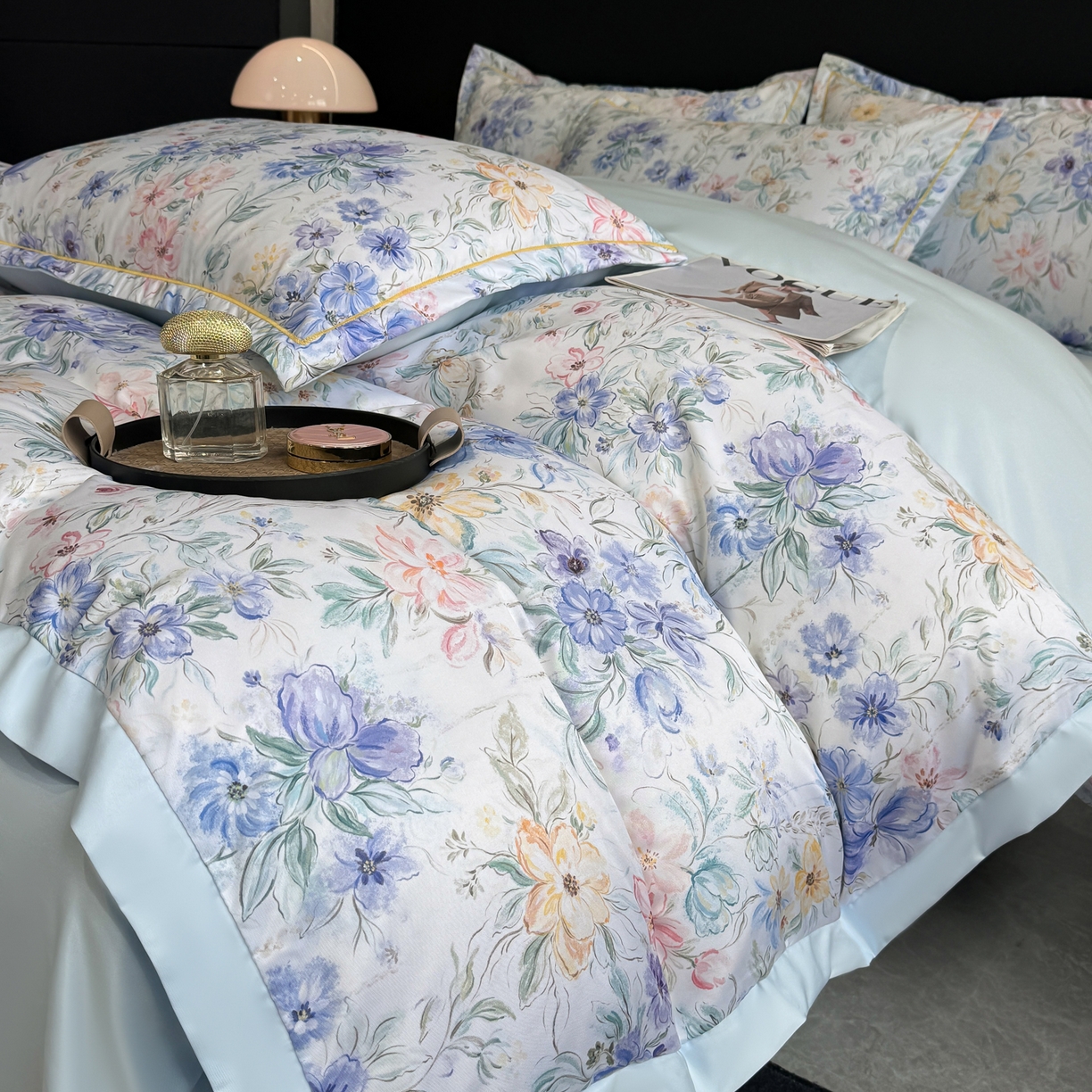 91家纺网 家纺一手货源 找家纺 花伞家居 2026新款花水洗真丝四件套含买家秀 迟日催化