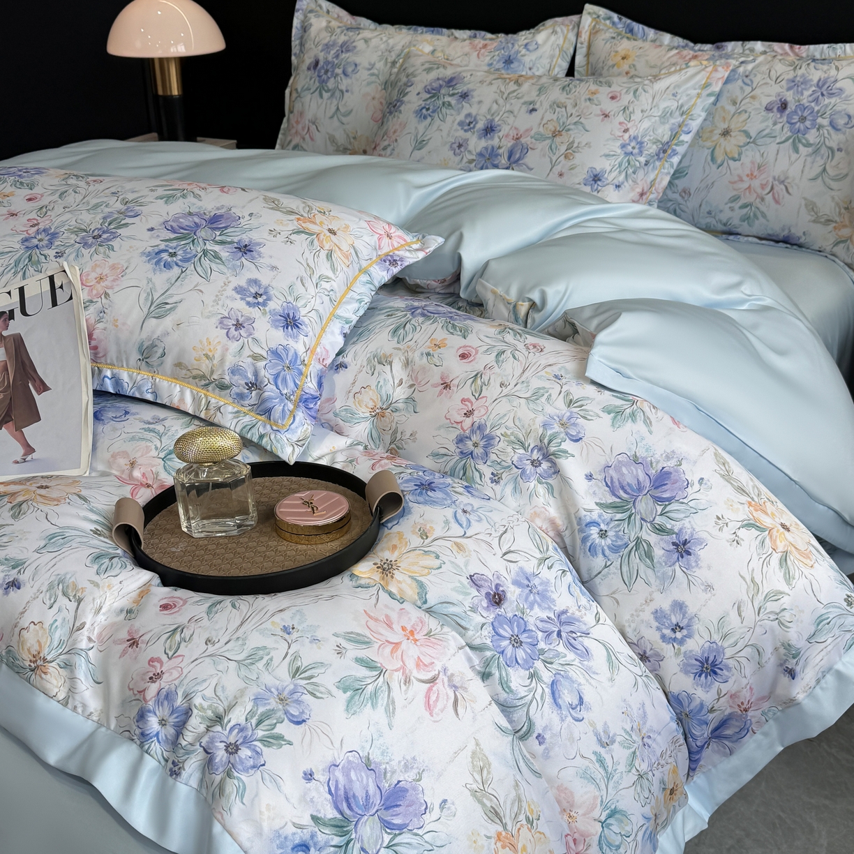 91家纺网 家纺一手货源 找家纺 花伞家居 2026新款花水洗真丝四件套含买家秀 迟日催化