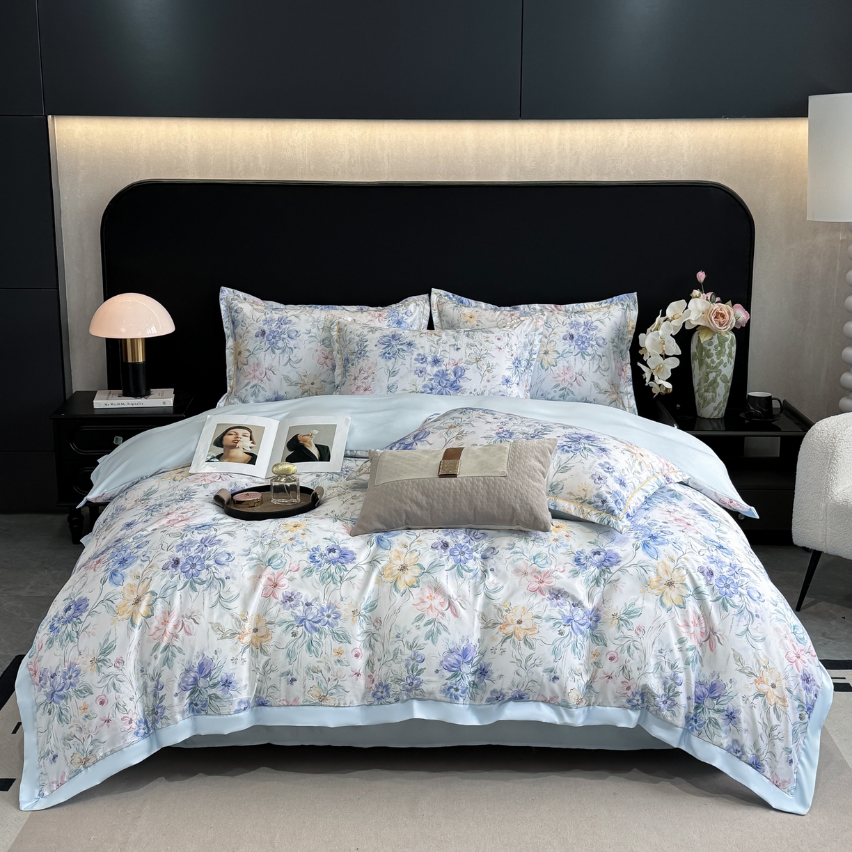 91家纺网 家纺一手货源 找家纺 花伞家居 2026新款花水洗真丝四件套含买家秀 迟日催化