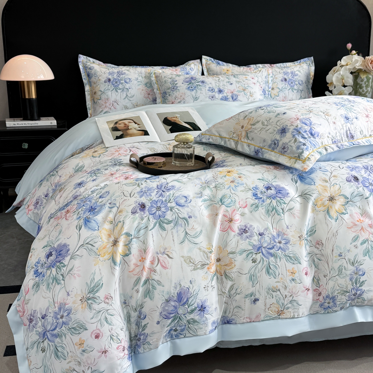 91家纺网 家纺一手货源 找家纺 花伞家居 2026新款花水洗真丝四件套含买家秀 迟日催化