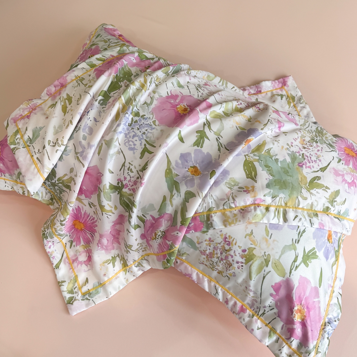 91家纺网 家纺一手货源 找家纺 花伞家居 2026新款花水洗真丝四件套含买家秀 花如锦