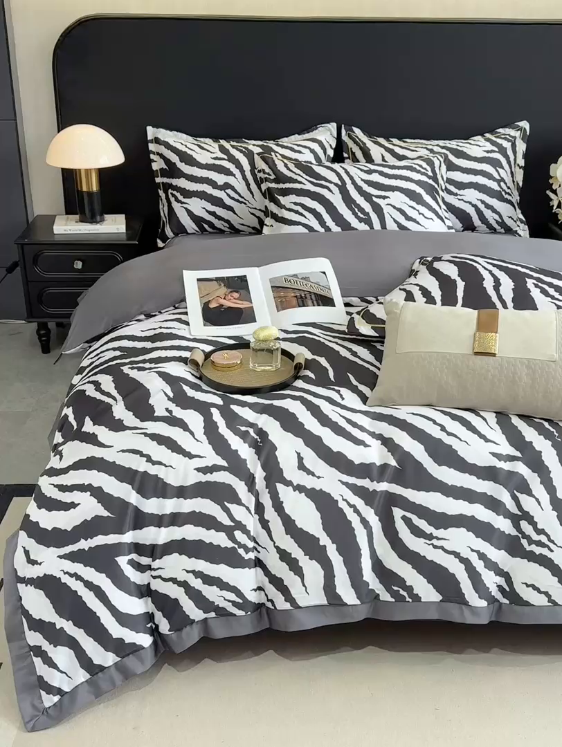 91家纺网 家纺一手货源 找家纺 花伞家居 2026新款花水洗真丝四件套含买家秀 纹理