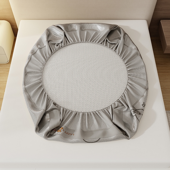 91家纺网 家纺一手货源 找家纺 南北家居 2026新款冰藤刺绣凉感席凉席-卡皮巴拉款-小熊款 冰藤小熊-灰-床笠款