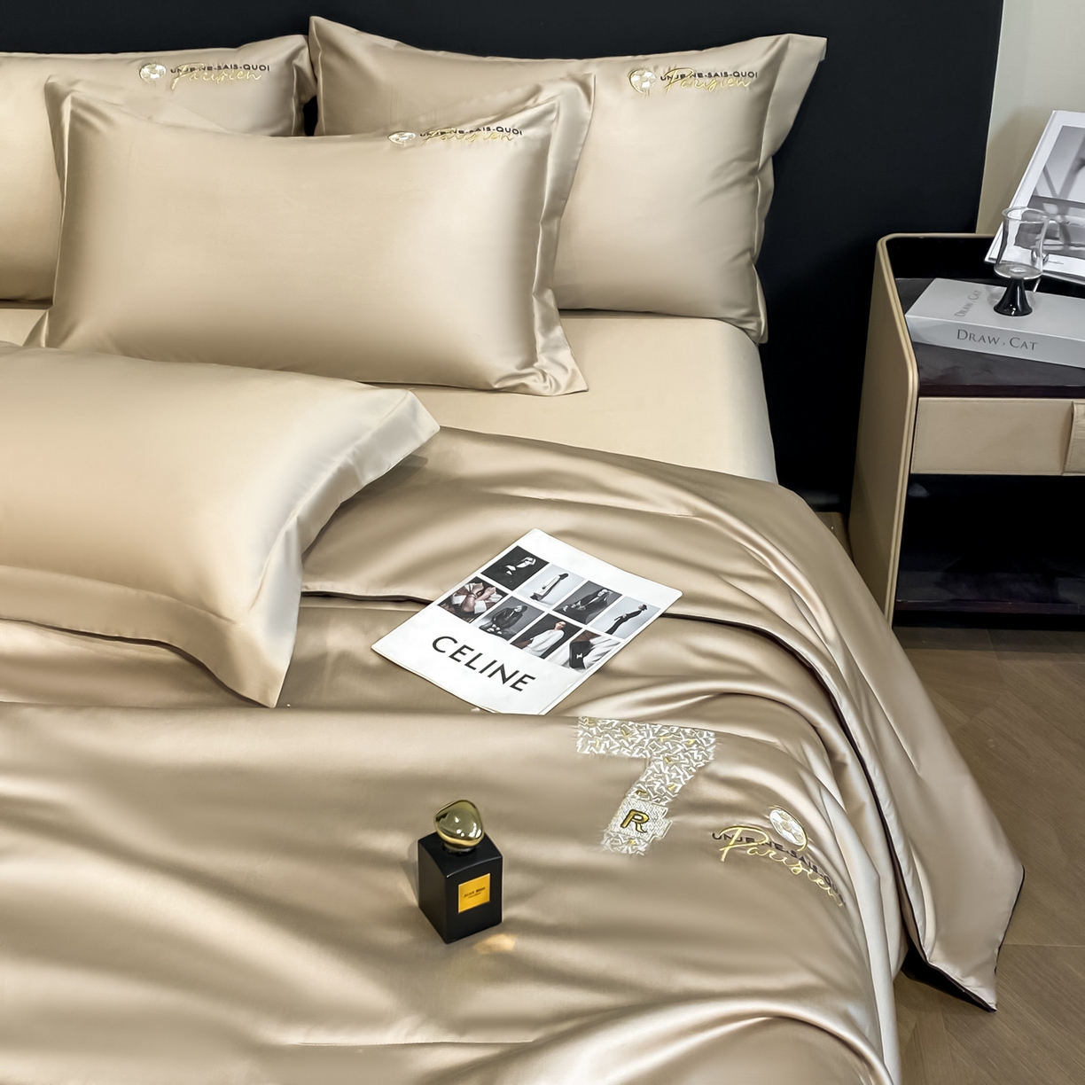 91家纺网 家纺一手货源 找家纺 新方向 2026新款刺绣A类20%蚕丝天丝棉夏被夏凉被空调被四件套-科迪 科迪-香槟