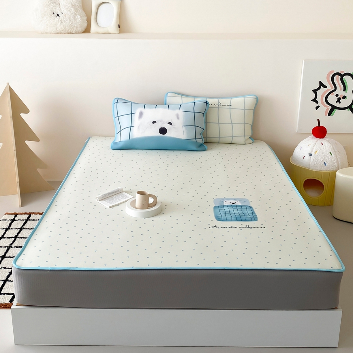 91家纺网 家纺一手货源 找家纺 （总）桃喜 2026新款数码印花冰纤维牛奶丝凉席