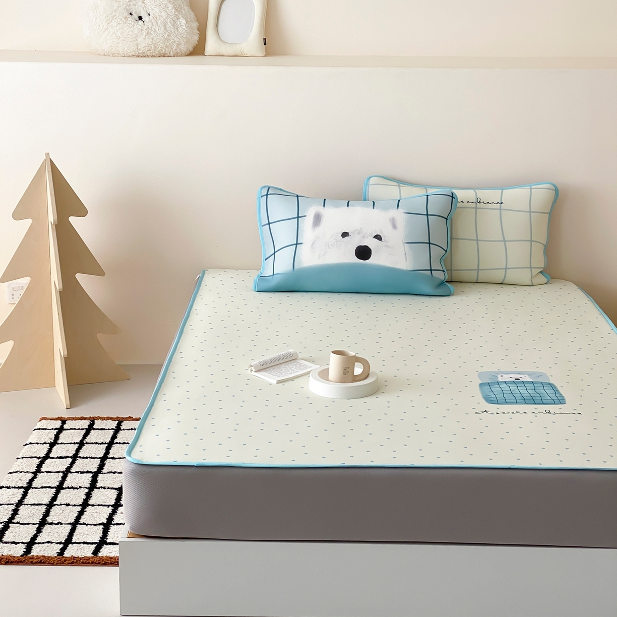 91家纺网 家纺一手货源 找家纺 桃喜 2026新款数码印花冰纤维牛奶丝凉席 睡觉小狗