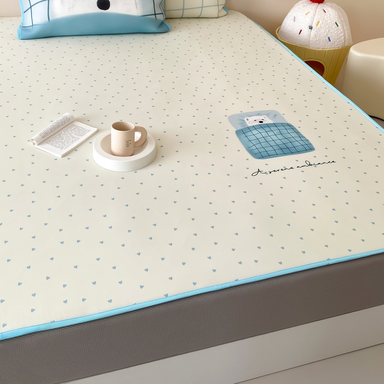 91家纺网 家纺一手货源 找家纺 桃喜 2026新款数码印花冰纤维牛奶丝凉席 睡觉小狗