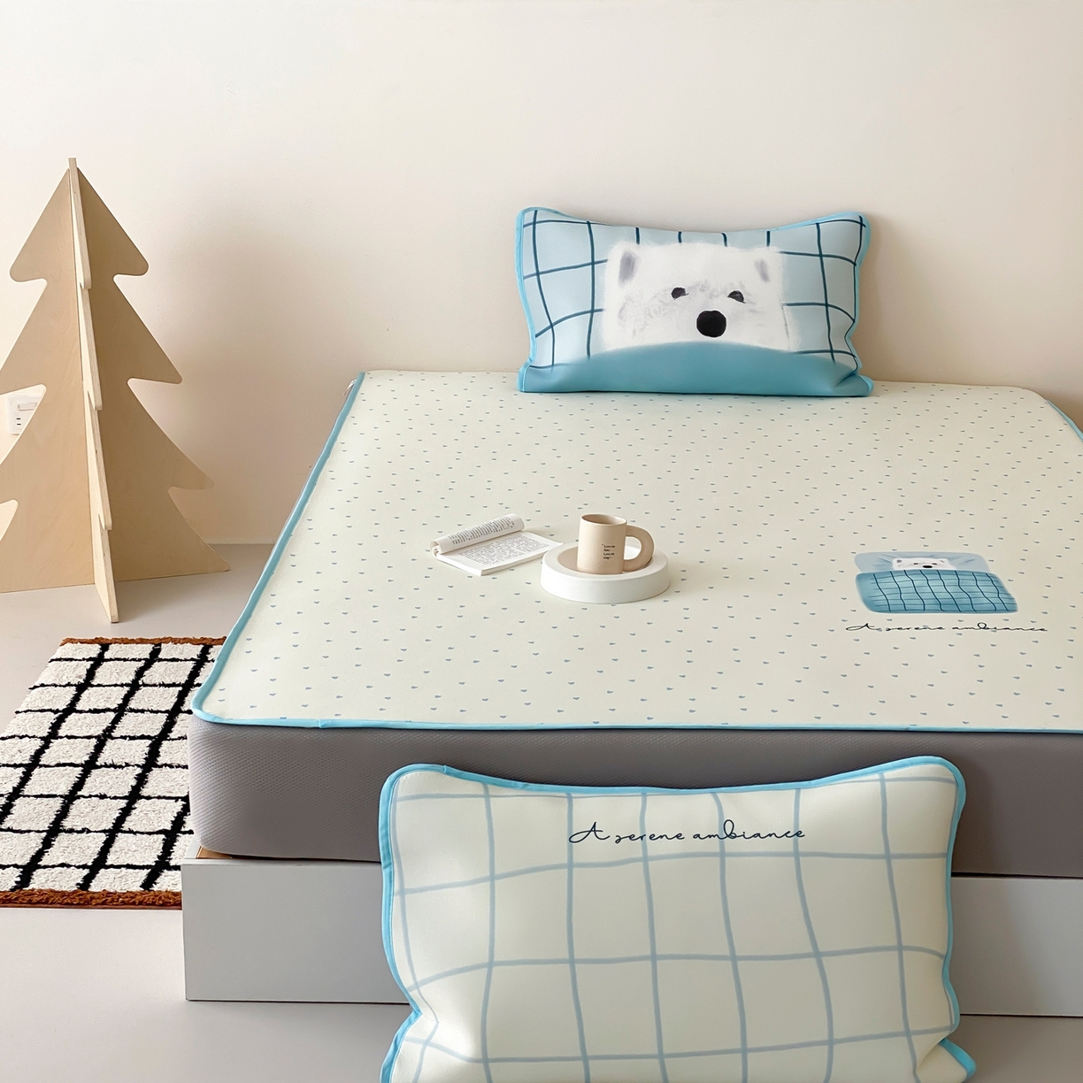 91家纺网 家纺一手货源 找家纺 桃喜 2026新款数码印花冰纤维牛奶丝凉席 睡觉小狗