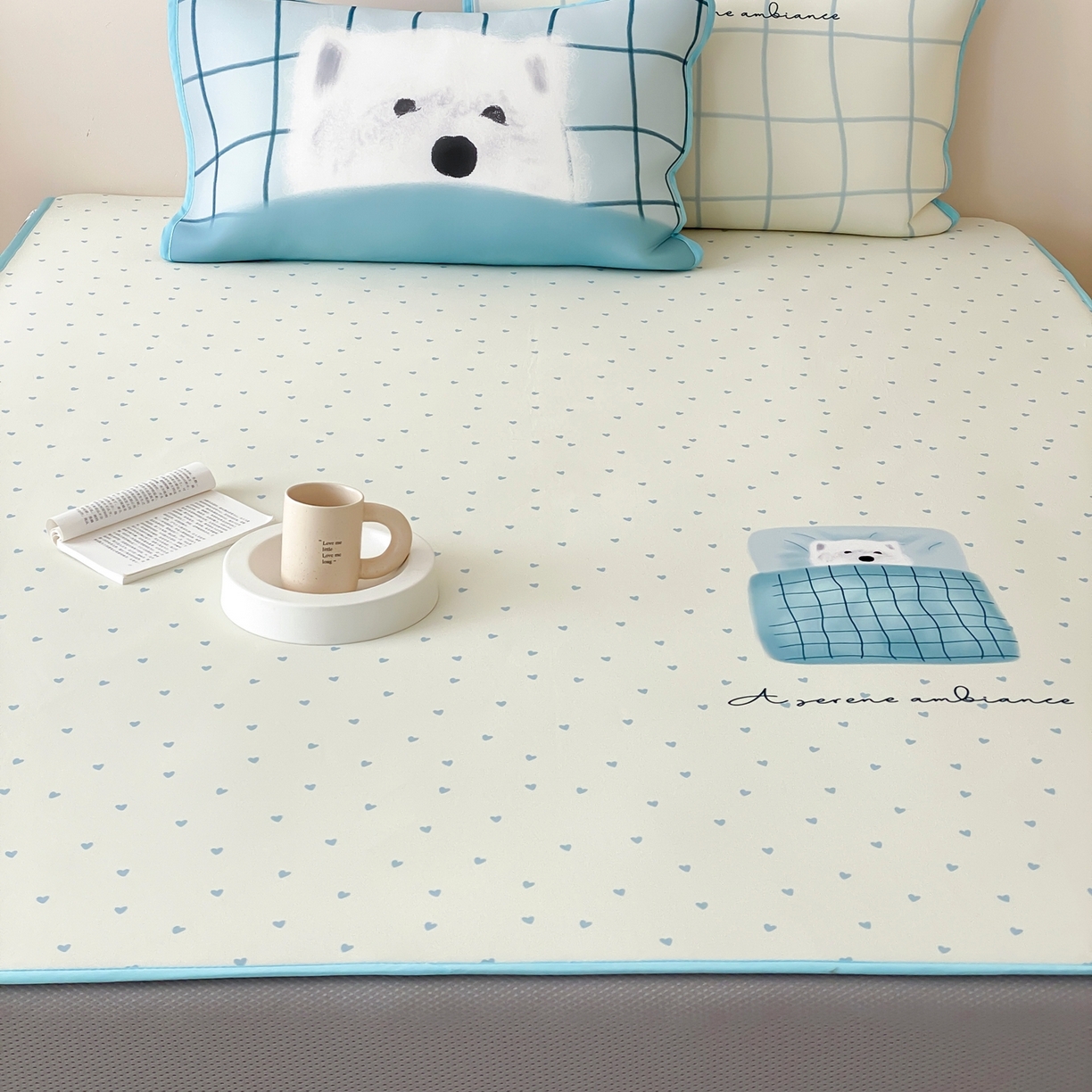 91家纺网 家纺一手货源 找家纺 桃喜 2026新款数码印花冰纤维牛奶丝凉席 睡觉小狗