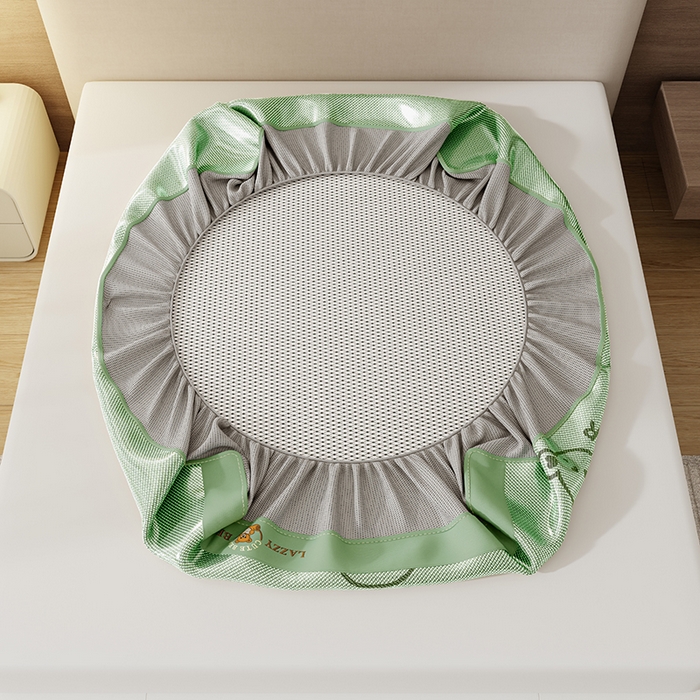 91家纺网 家纺一手货源 找家纺 南北家居 2026新款冰藤刺绣凉感席凉席-卡皮巴拉款-小熊款 冰藤小熊-绿-床笠款