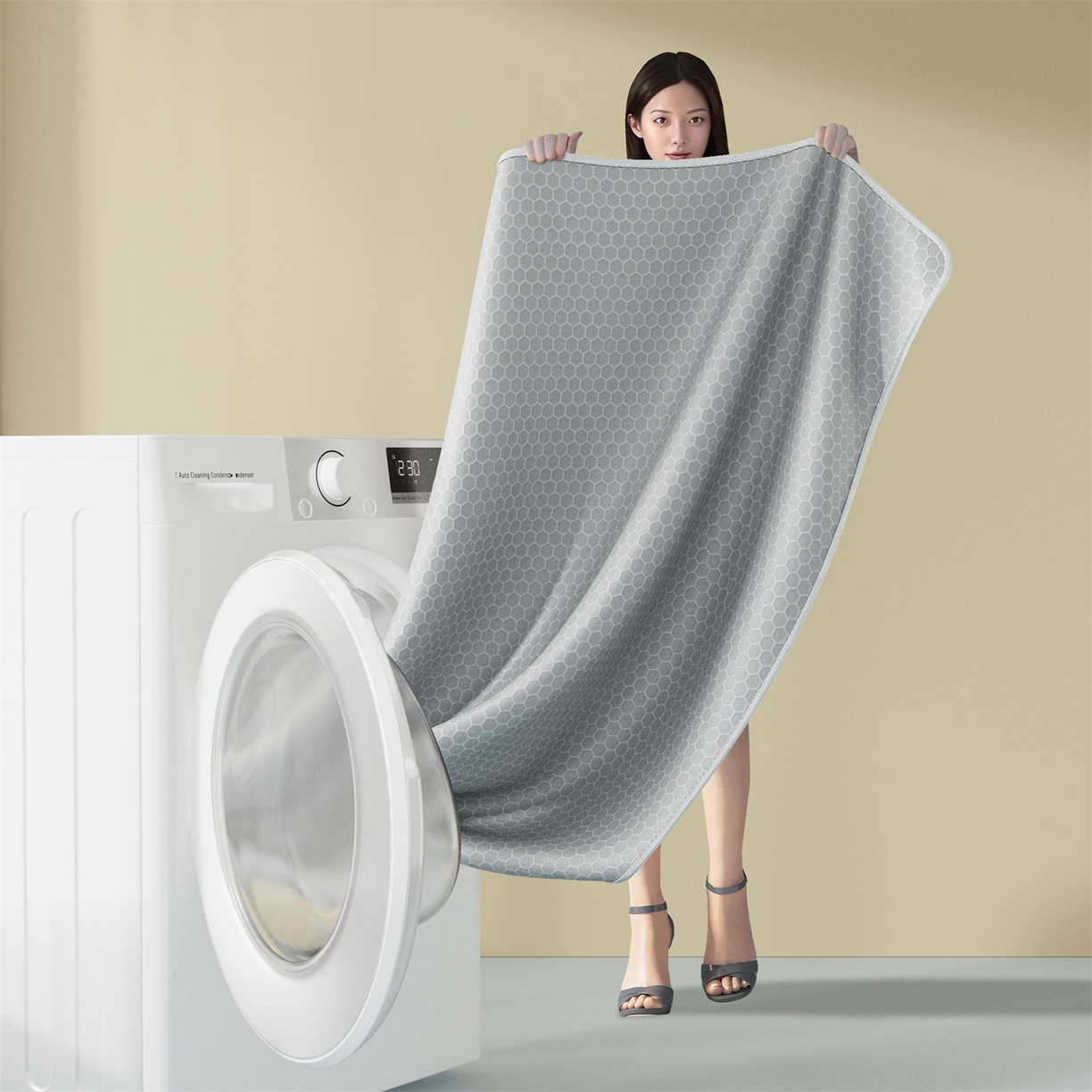 91家纺网 家纺一手货源 找家纺 南北家居 2026新款蜂窝科技凉感席-床笠款 蜂窝款-浅灰床笠款