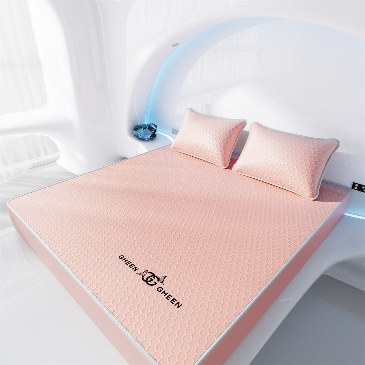 91家纺网 家纺一手货源 找家纺 南北家居 2026新款蜂窝科技凉感席-床笠款 蜂窝款-玉色床笠款