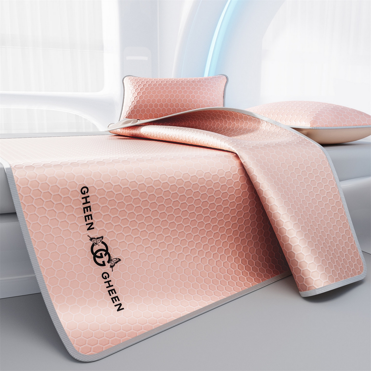 91家纺网 家纺一手货源 找家纺 南北家居 2026新款蜂窝科技凉感席-床笠款 蜂窝款-玉色床笠款