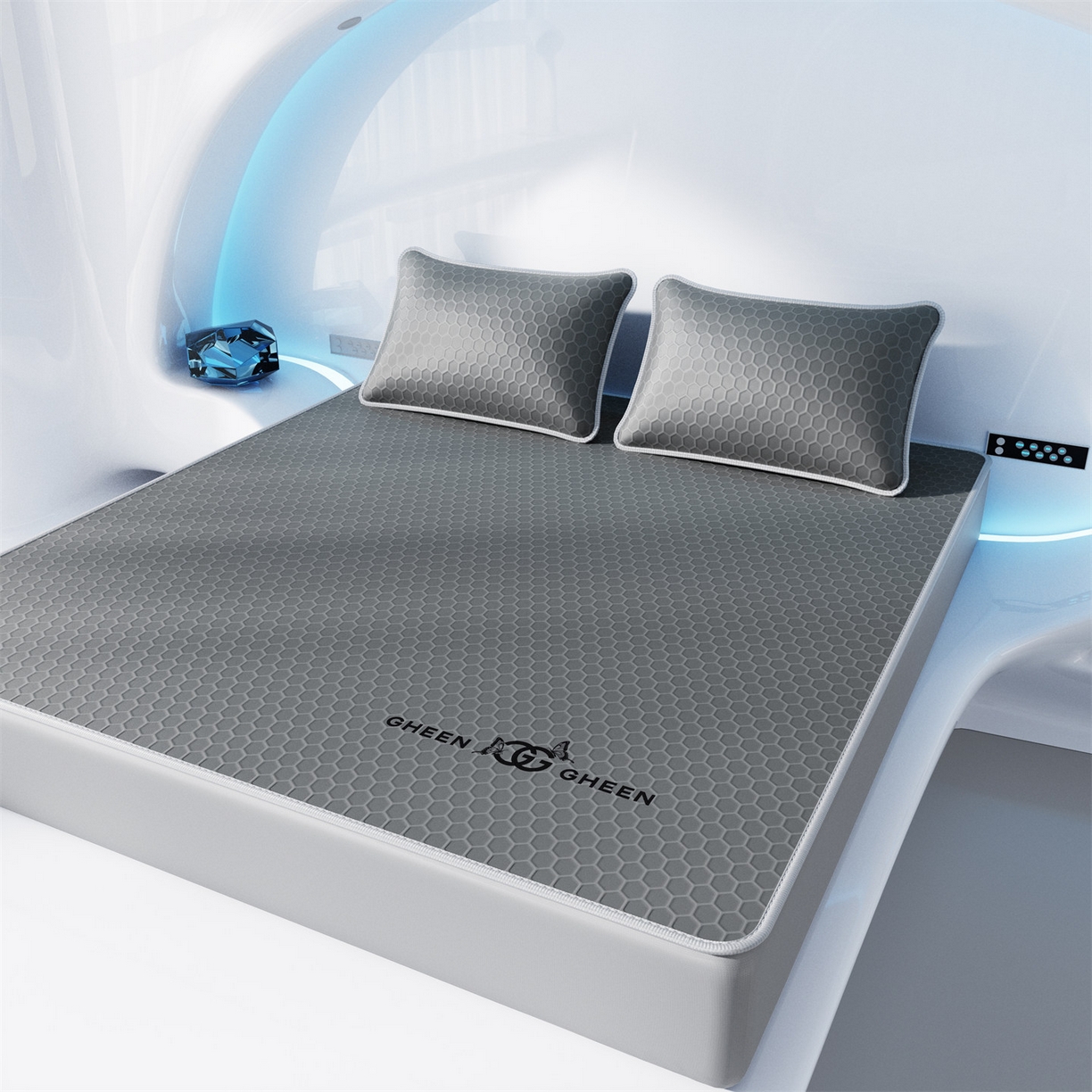 91家纺网 家纺一手货源 找家纺 南北家居 2026新款蜂窝科技凉感席-床笠款 蜂窝款-深灰床笠款