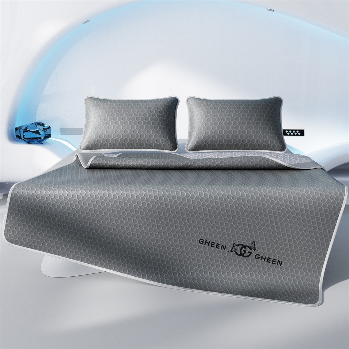 91家纺网 家纺一手货源 找家纺 南北家居 2026新款蜂窝科技凉感席-床笠款 蜂窝款-深灰床笠款