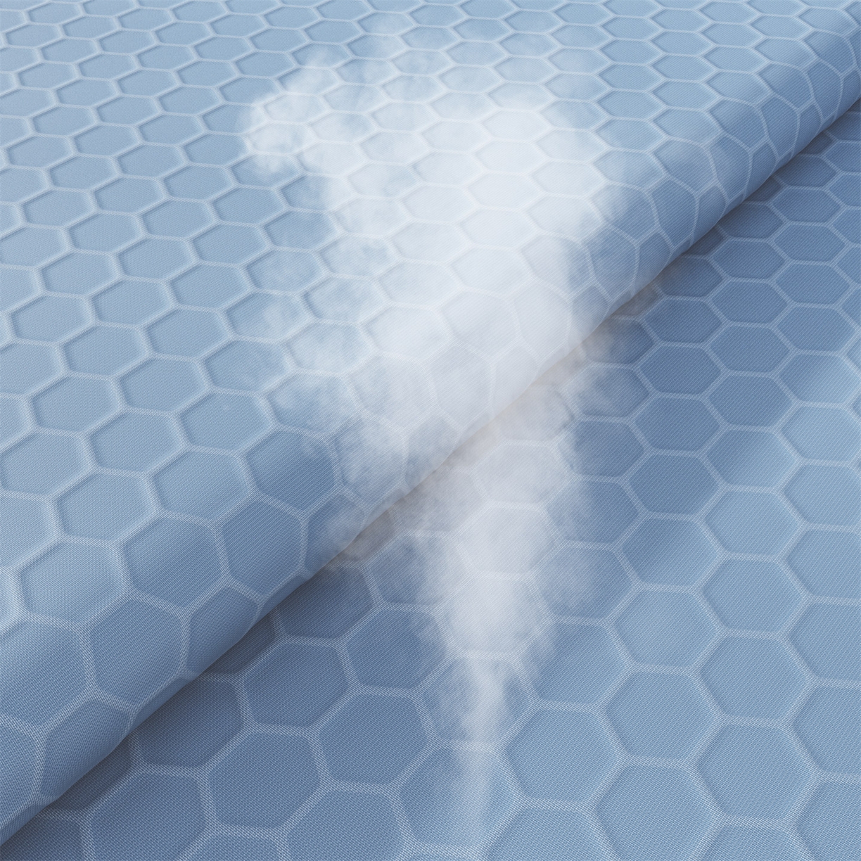 91家纺网 家纺一手货源 找家纺 南北家居 2026新款蜂窝科技凉感席-床笠款 蜂窝款-浅蓝床笠款