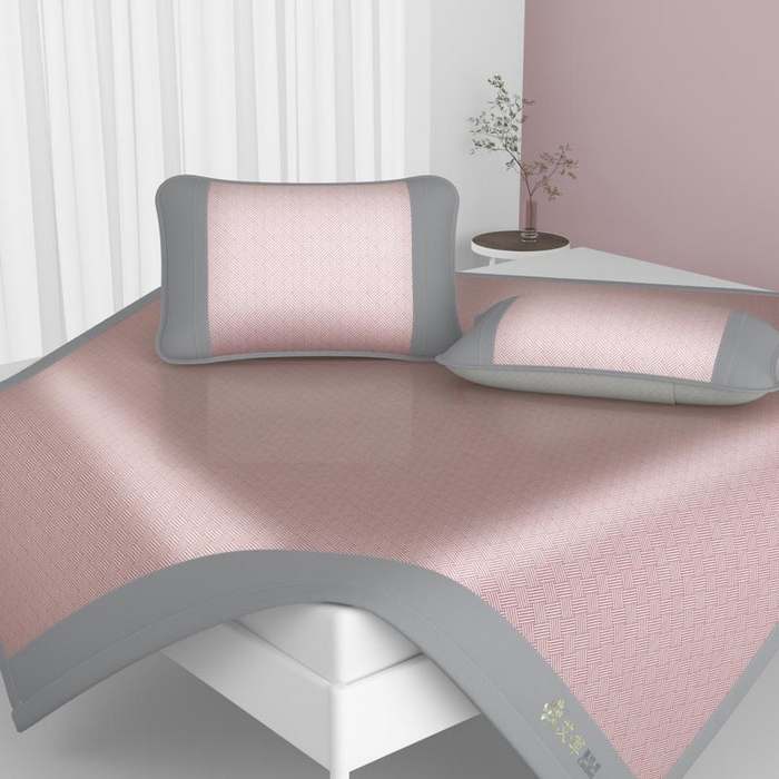 91家纺网 家纺一手货源 找家纺 南北家居 2026新款舒适亲肤凉感艾草驱蚊席凉席-床席款-床笠款 艾草驱蚊席-粉床席款