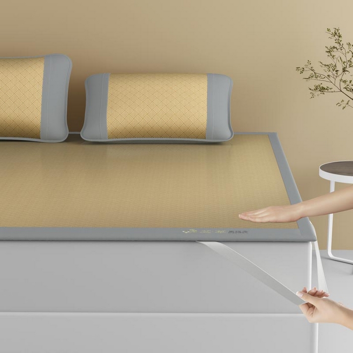 91家纺网 家纺一手货源 找家纺 南北家居 2026新款舒适亲肤凉感艾草驱蚊席凉席-床席款-床笠款 艾草驱蚊席-咖床席款