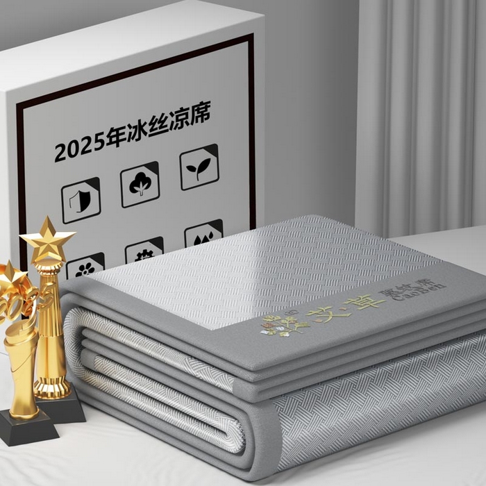 91家纺网 家纺一手货源 找家纺 南北家居 2026新款舒适亲肤凉感艾草驱蚊席凉席-床席款-床笠款 艾草驱蚊席-灰床席款