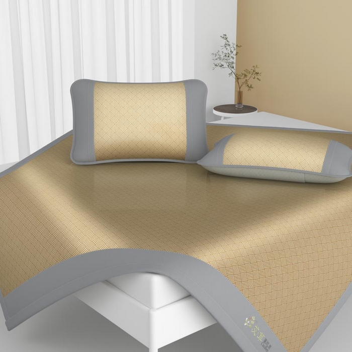 91家纺网 家纺一手货源 找家纺 南北家居 2026新款舒适亲肤凉感艾草驱蚊席凉席-床席款-床笠款 艾草驱蚊席-咖床席款