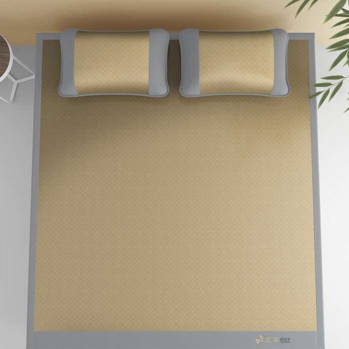 91家纺网 家纺一手货源 找家纺 南北家居 2026新款舒适亲肤凉感艾草驱蚊席凉席-床席款-床笠款 艾草驱蚊席-咖床席款