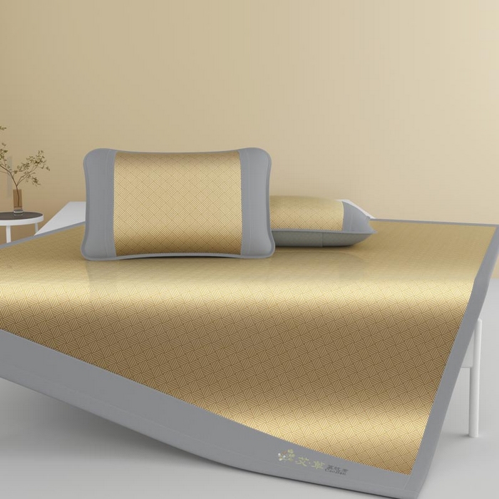 91家纺网 家纺一手货源 找家纺 南北家居 2026新款舒适亲肤凉感艾草驱蚊席凉席-床席款-床笠款 艾草驱蚊席-咖床席款