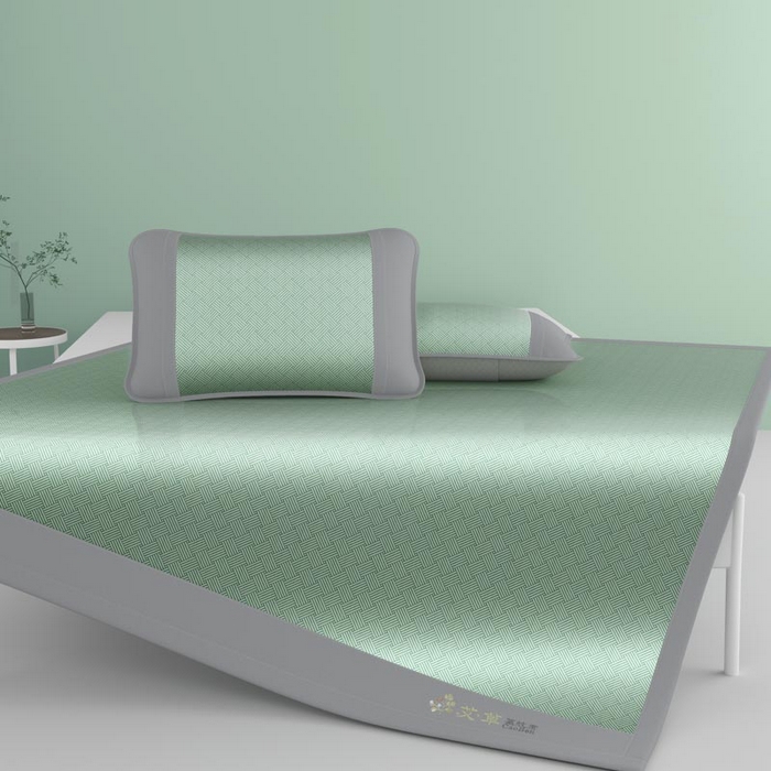 91家纺网 家纺一手货源 找家纺 南北家居 2026新款舒适亲肤凉感艾草驱蚊席凉席-床席款-床笠款 艾草驱蚊席-绿床席款