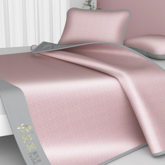 91家纺网 家纺一手货源 找家纺 南北家居 2026新款舒适亲肤凉感艾草驱蚊席凉席-床席款-床笠款 艾草驱蚊席-粉床笠款