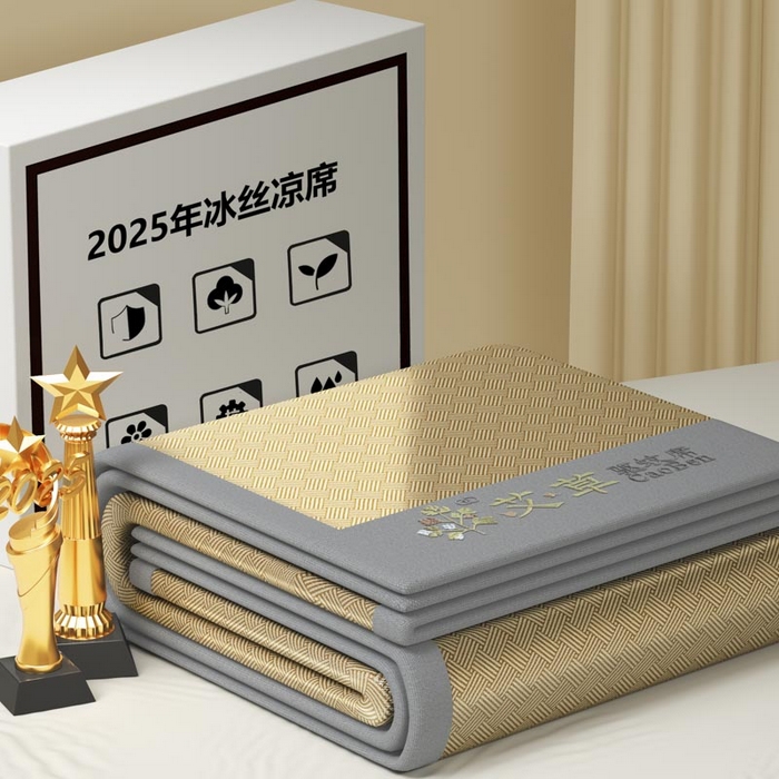 91家纺网 家纺一手货源 找家纺 南北家居 2026新款舒适亲肤凉感艾草驱蚊席凉席-床席款-床笠款 艾草驱蚊席-咖床席款
