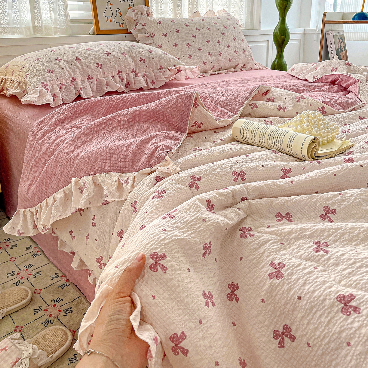 91家纺网 家纺一手货源 找家纺 （总）南北家居 2026新款泡芙棉花边夏被四件套