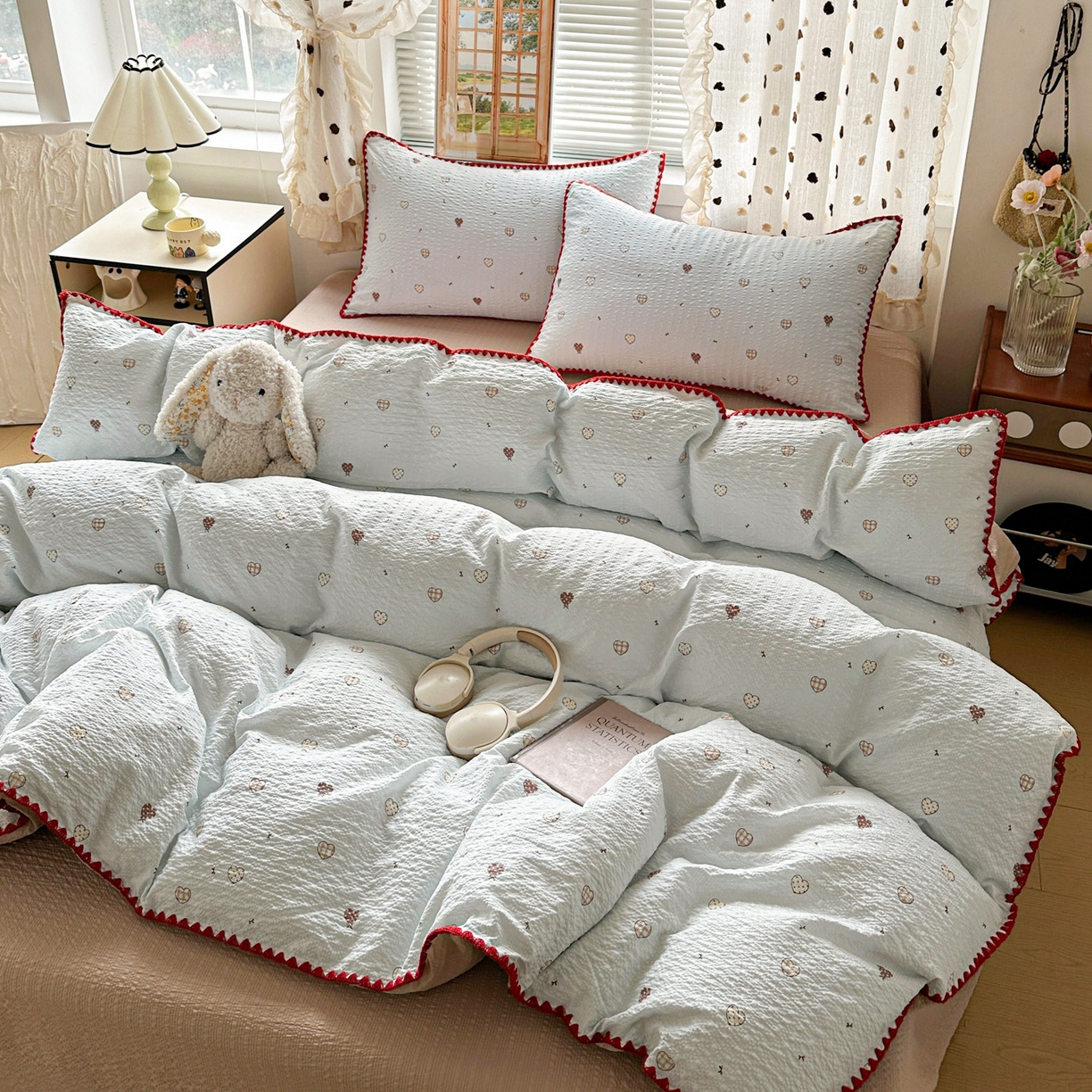 91家纺网 家纺一手货源 找家纺 南北家居 2026新款泡芙被壳针四件套 好心情