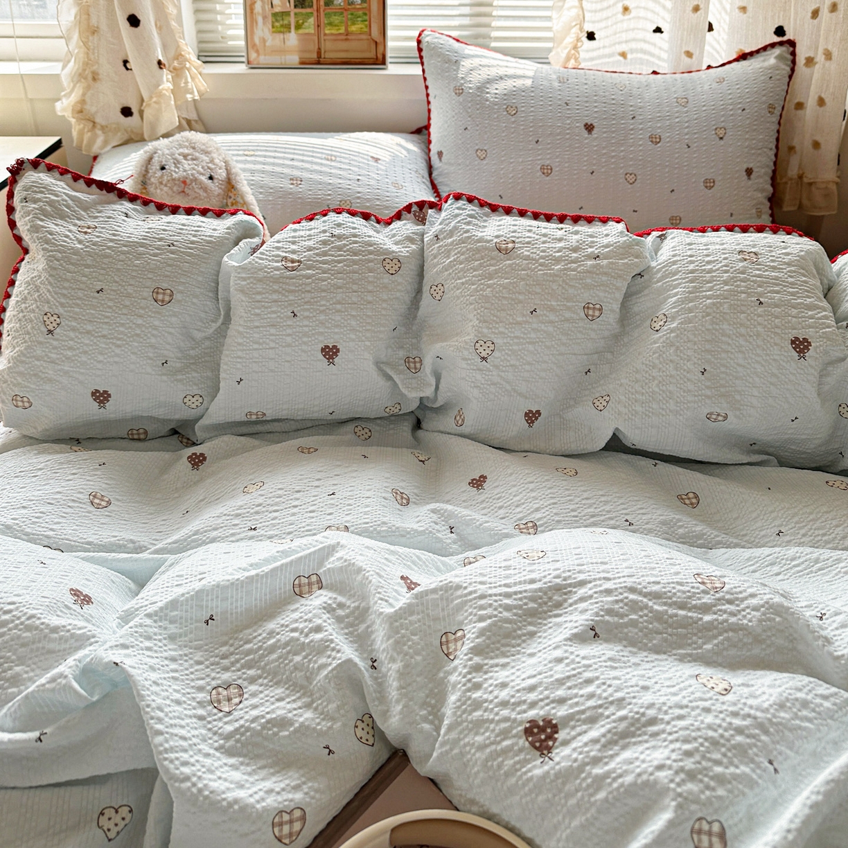 91家纺网 家纺一手货源 找家纺 南北家居 2026新款泡芙被壳针四件套 好心情