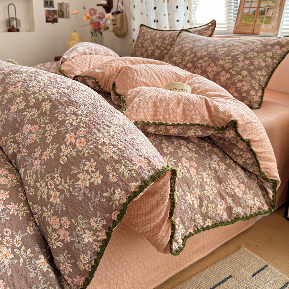 91家纺网 家纺一手货源 找家纺 南北家居 2026新款泡芙被壳针四件套 桔园